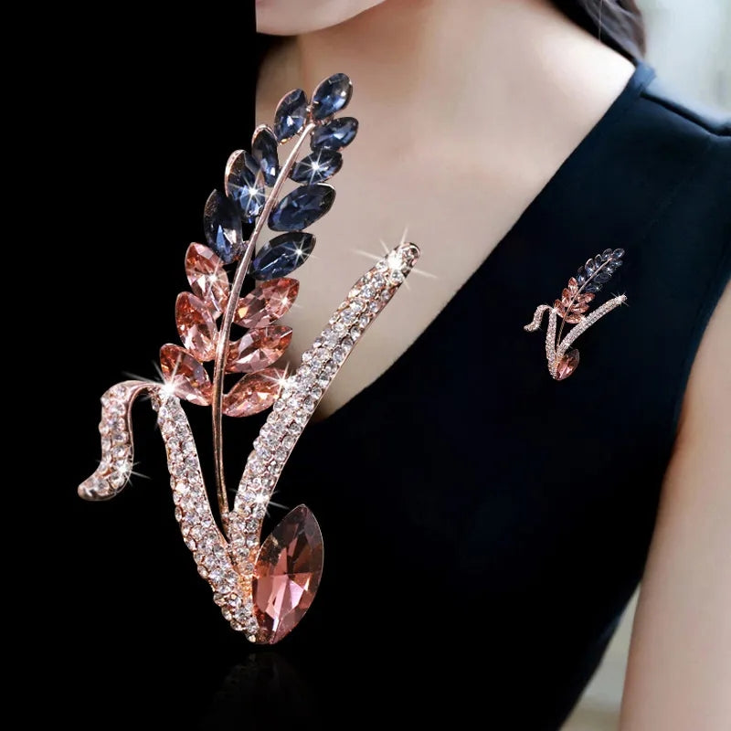Luxury Cubic Zircon Wheat Crystal Brooch