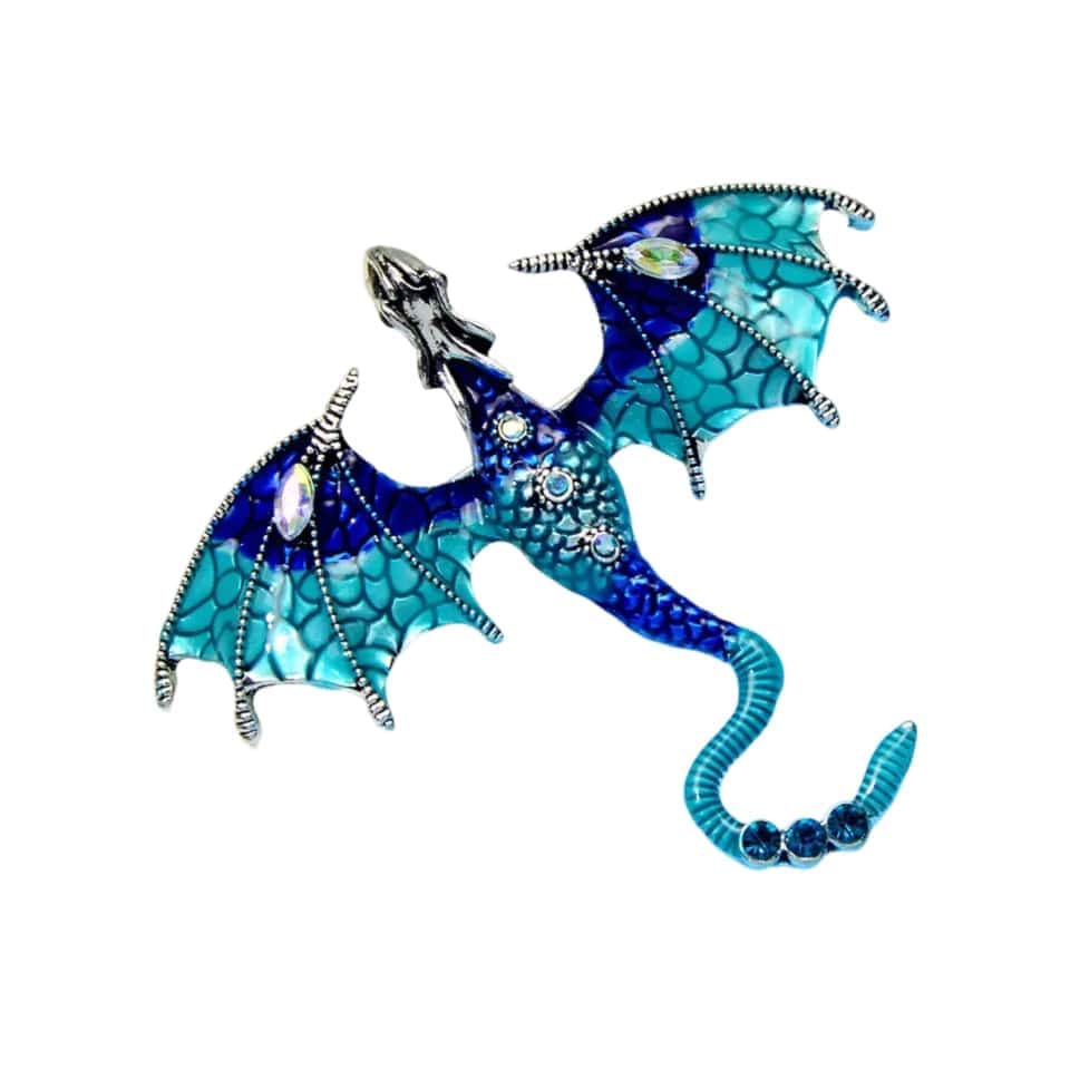 A serene dragon soaring over the skies on wings of blue and green