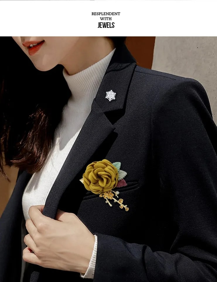 Experience the magic of this golden pearl flower brooch corsage with dresses for women , where beauty and luxury unite in perfect harmony