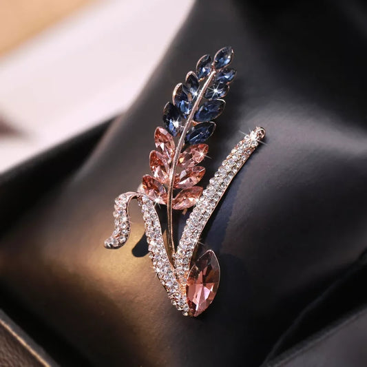 Luxury Cubic Zircon Wheat Crystal Brooch