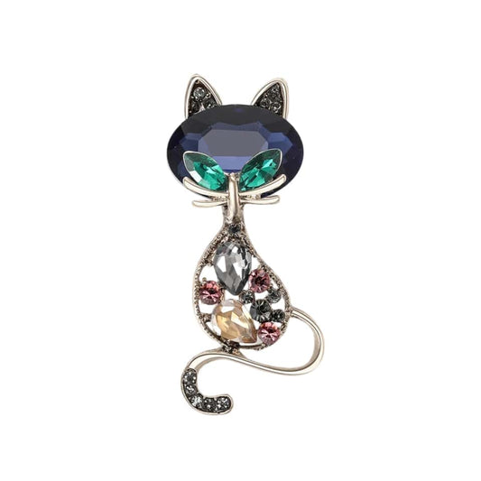 rhinestone cat pendant brooch a charming accessory for cat enthusiasts intricate pattern with colorful stones