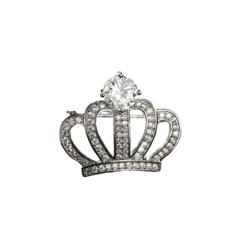 sparkling zircon queen crown brooch